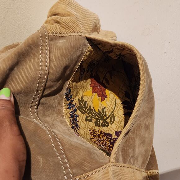 FOSSIL Boho Velour Messenger Bag Bird Bag Charm Leather Accents Y2K 90s Hippie - Picture 6 of 13